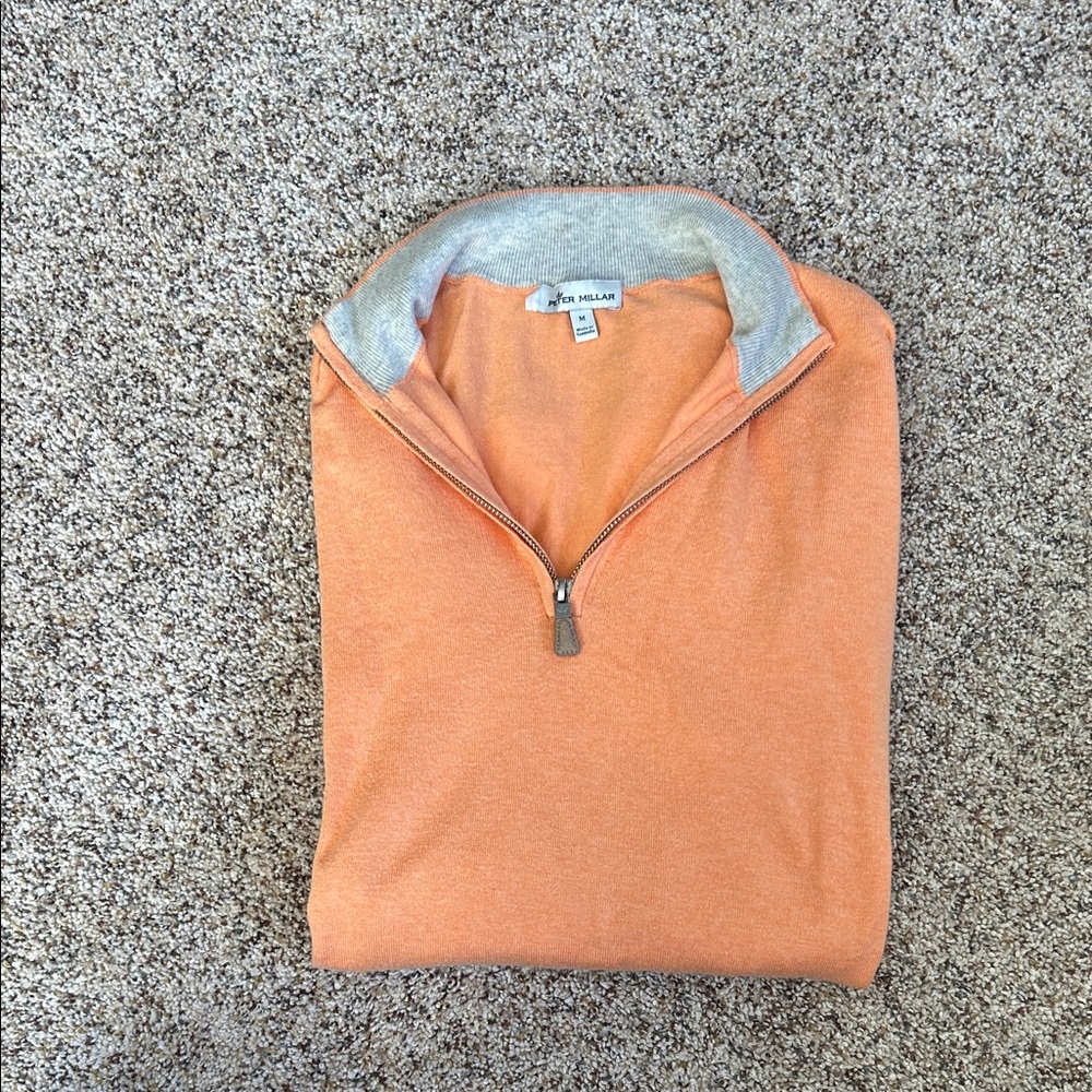 Peter millar orange quarter zip